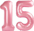 Balloons 15 Number, 40 Inch 15th Birthday Decorations for 1 5 15 51, Pastel Pink Big Foil Number Balloons for Wedding Store Anniversary Party Supplies