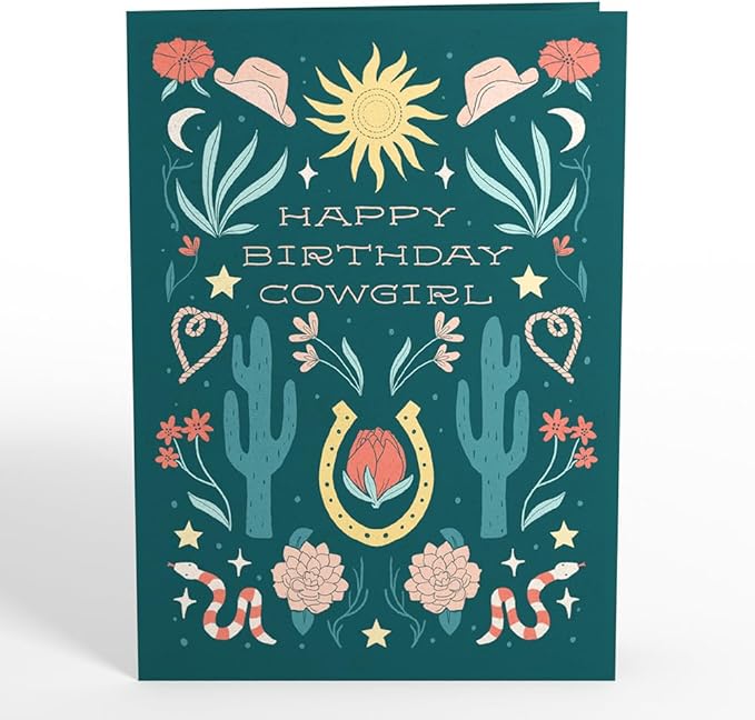Lovepop Birthday Pop-Up Card for Her and Him - 3D Greeting Cards for Boys, Girls, Men, Women - Happy Birthday Cowgirl - 5" x 7" Card - Blank Note Card & Envelope Included