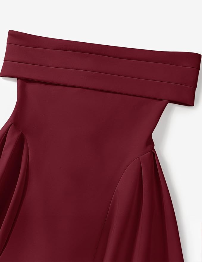 ZESICA Summer 2026 Cocktail Dresses for Women's Off Shoulder Short Sleeve Swing A Line Wedding Evening Party Midi Dress
