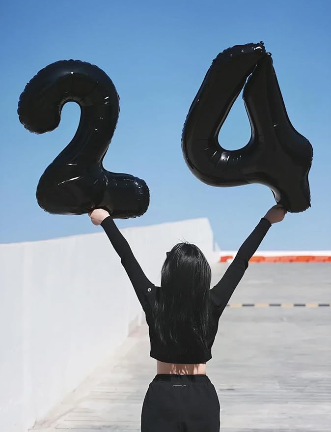 Black Number 4 Balloons – 40 Inch Giant Foil Number Balloon, Black Number Balloon for Men Women Boys Girls Birthday Graduation Anniversary Party Decorations