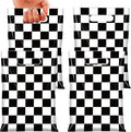 50 Pcs Black and White Checkered Race Car Party Favor Bags, Plastic Black and White Car Goodie Treat Bags, Racecar Buffalo Plaid Candy Gift Bags for Kids Fast Race Car Birthday Party Decorations