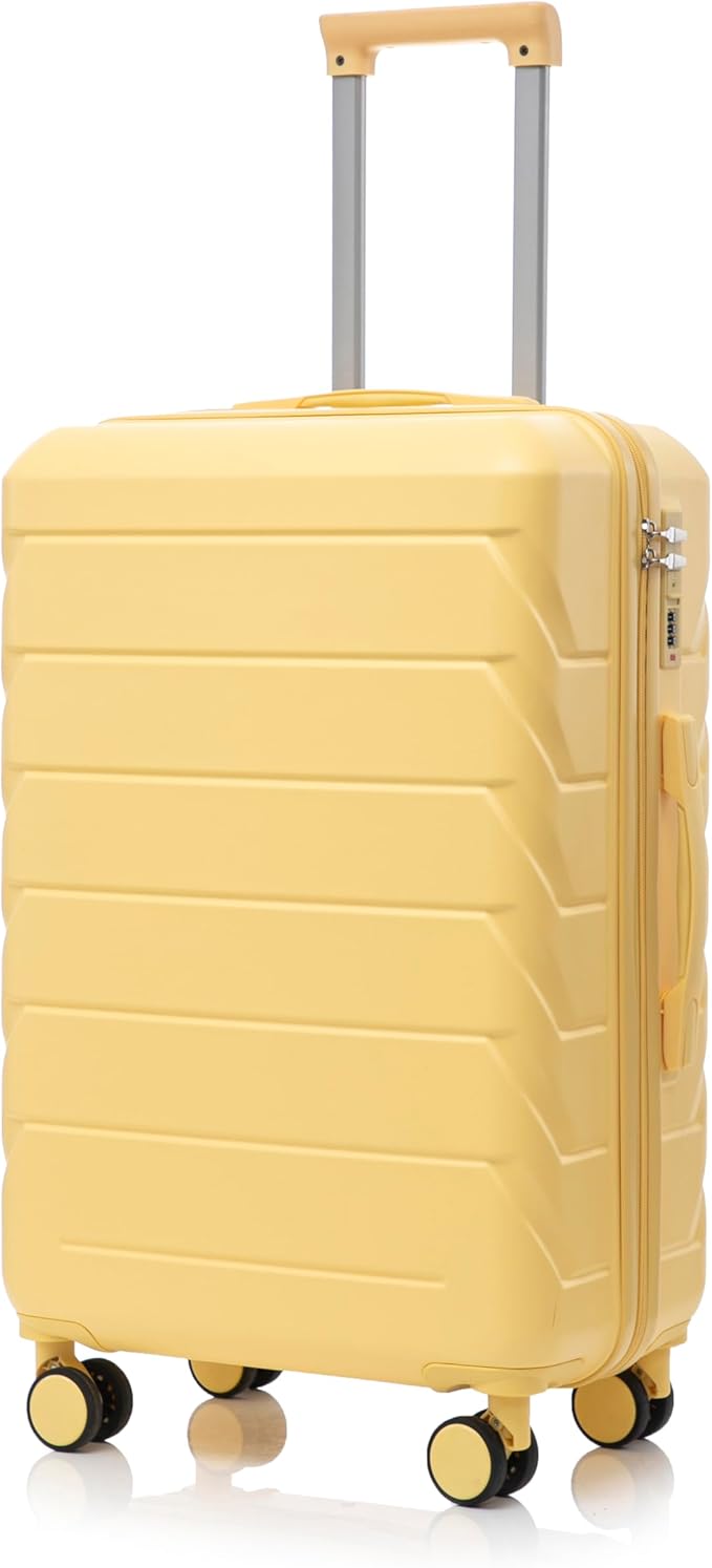 28 Inch ABS Hard Shell Large Luggage With Combination Lock and Side Hooks, Yellow