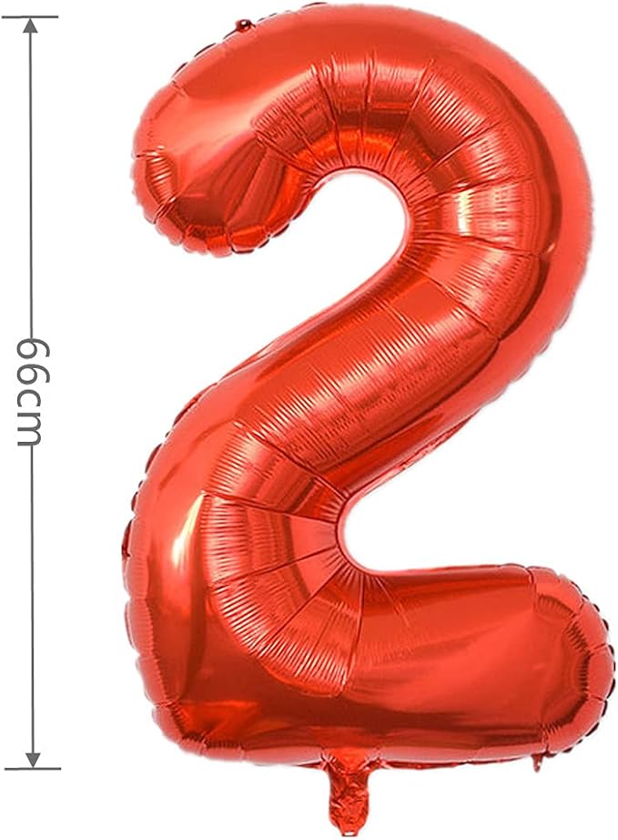 YPSelected 32 Inch Large Foil Helium Number Balloon Birthday Wedding Party 0-9 (Red, 2)
