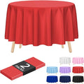 Kopokita 2 Pack Red Round Disposable Plastic Tablecloths 84 inch Party Table Covers