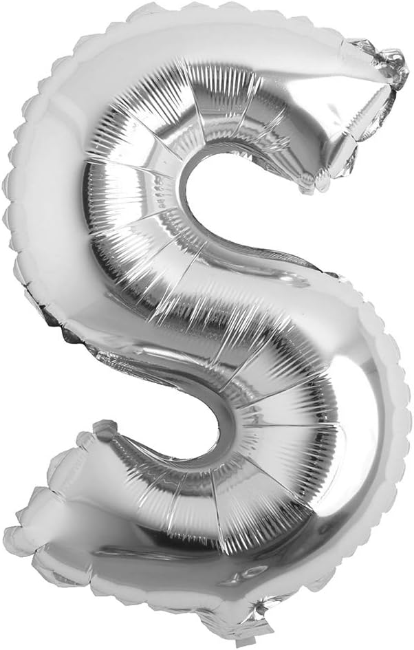 16" inch Single Silver Alphabet Letter number Balloons Aluminum Hanging Foil Film Balloon Wedding Birthday party decoration banner Air Mylar Balloons (16 inch Silver S)