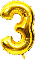 40 Inch Large Foil Helium Number Balloon Birthday Wedding Party 0-9 (Gold, 3)