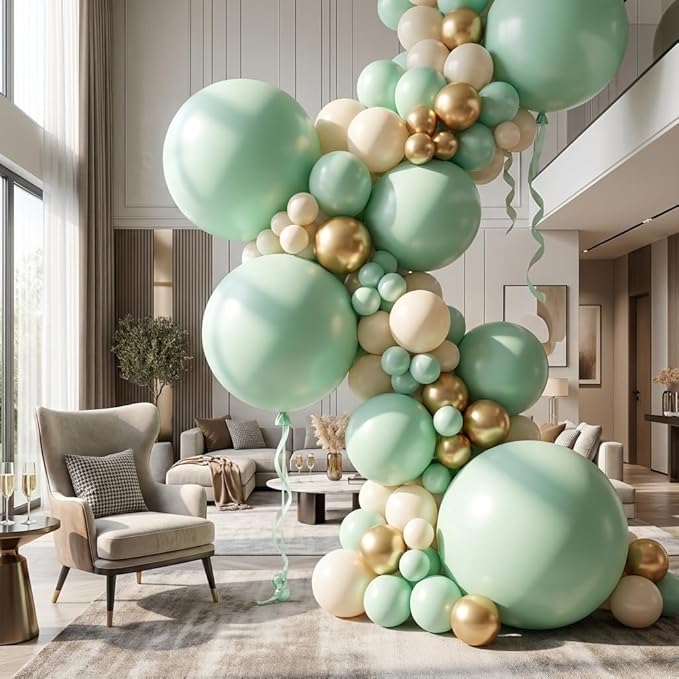 KALOR Sage Green Giant Balloons 36 Inch Large Latex Balloons, 4 Pack Jumbo Round Helium Balloon for Birthday Bridal Shower Wedding Baby Shower Party Decorations