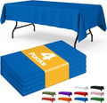 Blue Plastic Table Cloth - 4 Pack 54" × 108" Rectangle Disposable Tablecloths for 6FT Tables, Table Cover for Party, Holiday & Gathering Use
