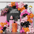 150pcs Halloween Balloon Garland Arch Kit Pink Orange Black Hot Pink Latex Balloons with Pumkin Ghost Foil Balloon for Halloween Spooky BOO Day Party Decorations