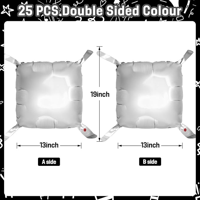 Silver Square Foil Balloons Wall, Double Sided Chrome Silver Balloons Tunnel Arch Kit Backdrop for Birthday Graduation New Year Baby Shower Wedding Holiday Theme Party Decoration