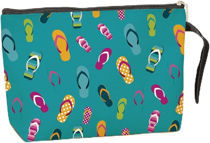 Makeup Bag Slipper Gifts for Beach Vacation Essentials Beach Holiday Cruise Essentials Makeup Bag for Women beach Lover Gifts for Girls Sister Friends Christmas Birthday Gift Slipper Cosmetic Bags