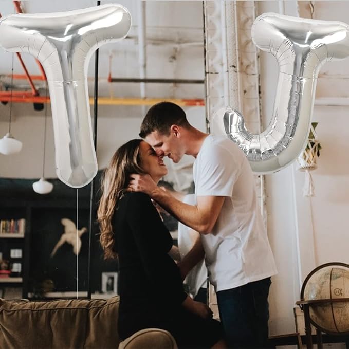 TONIFUL 40 Inch Large Silver Letter T Balloons Helium Balloons,Foil Mylar Big Letter Balloons for 2026 New Year Eve Graduation Wedding Baby Shower Birthday Party Anniversary Supplies Decorations