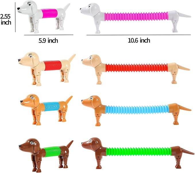 Dog pop Tubes fidgets, Easter Egg Stuffers, Sensory Toys for Kids 5-7, fidgets for Toddler, Easter Basket , Easter Egg fillers（24 Pcs Dog）