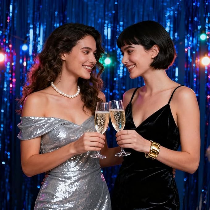 Birthday Party Streamer Backdrop Decorations-Glossy Foil,Brightly Colored,Perfect for Themed Party,Christmas,2 Pack,RoyalBlue