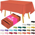 Disposable Plastic Tablecloth Coral 54x108 Inch, 5-Pack Waterproof Rectangular Table Cover for Parties, Picnics, Dining Protection