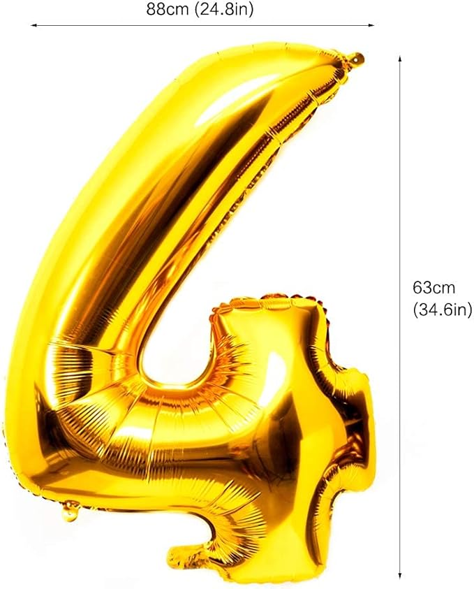 40 Inch Large Foil Helium Number Balloon Birthday Wedding Party 0-9 (Gold, 4)