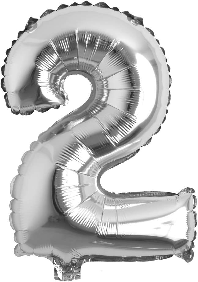 16" inch Single Silver Alphabet Letter number Balloons Aluminum Hanging Foil Film Balloon Wedding Birthday party decoration banner Air Mylar Balloons (16 inch Silver 2)