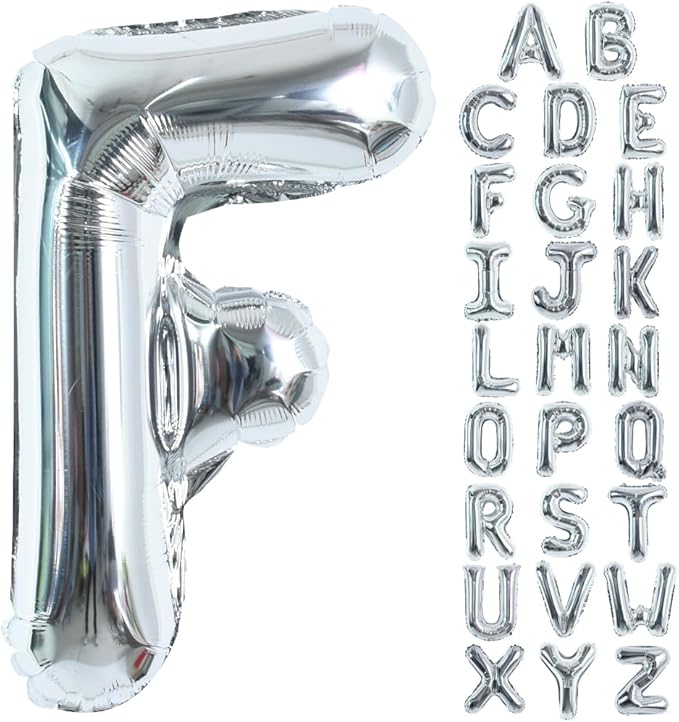 TONIFUL 40 Inch Large Silver Letter F Balloons Helium Balloons,Foil Mylar Big Letter Balloons for 2026 New Year Eve Graduation Wedding Baby Shower Birthday Party Anniversary Supplies Decorations