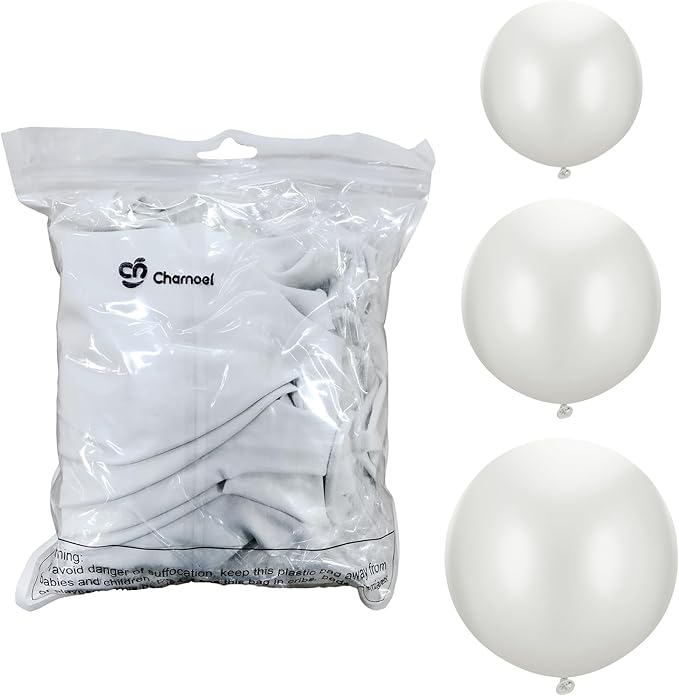 18 Pack 18/24 / 36 Inch Balloons Large Latex Giant Round Big Macaron Balloons for Wedding Birthday Party Baby Shower Decorations(White)