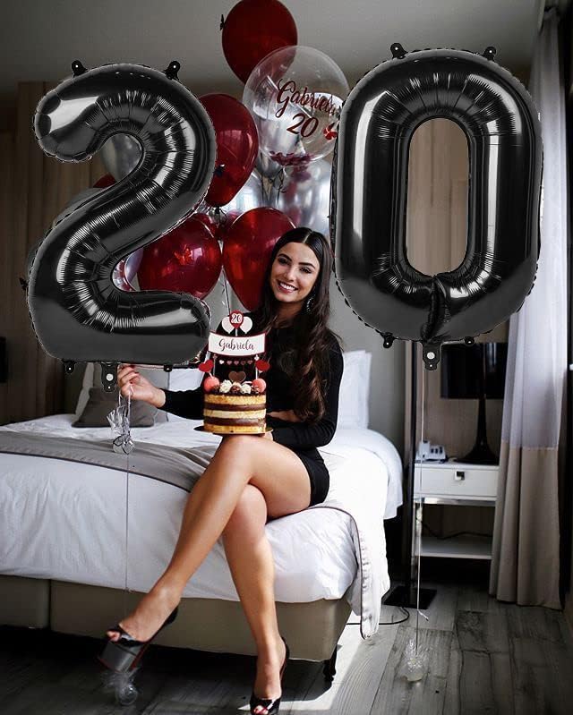 Black 2026 Number Balloons, 26 Balloon Number 40 Inch for Men & Women, Foil Balloon for 2 20 26 22 Birthday, 2026 New Year Eve Party Supplies, Graduation Decorations