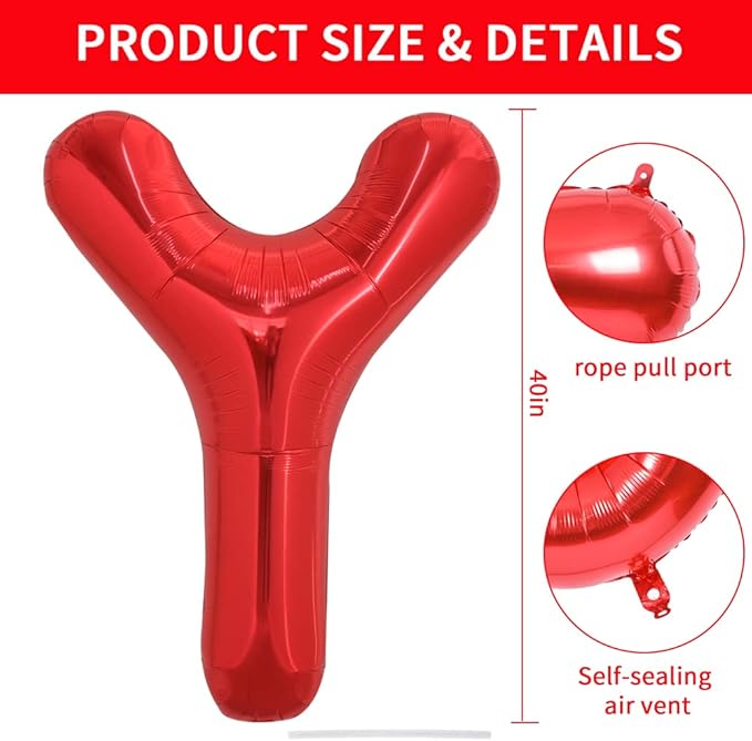 TONIFUL 40 Inch Large Bright Red Letter Balloons A-Z, Giant Jumbo Helium Foil Mylar Big Letter Y Balloons for Birthday Party Anniversary Wedding Decorations
