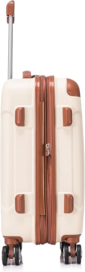 Rockland London Hardside 2 Piece Spinner Wheel Luggage Set, Carry-On 20" and Tote 14", White
