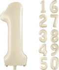 40 inch Cream White Number Balloon Giant Foil Helium Balloons Beige Number 1 Balloon for 1st Birthday Party Anniversary Decorations Supplies