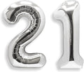 AULE 40 Inch Jumbo Silver Foil Mylar Number Balloons for Men Women 21st Birthday Party Decorations 21 Years Old Anniversary Party Supplies