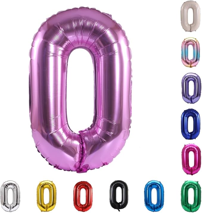 YPSelected 32 Inch Large Foil Helium Number Balloon Birthday Wedding Party 0-9 (Pink, 0)