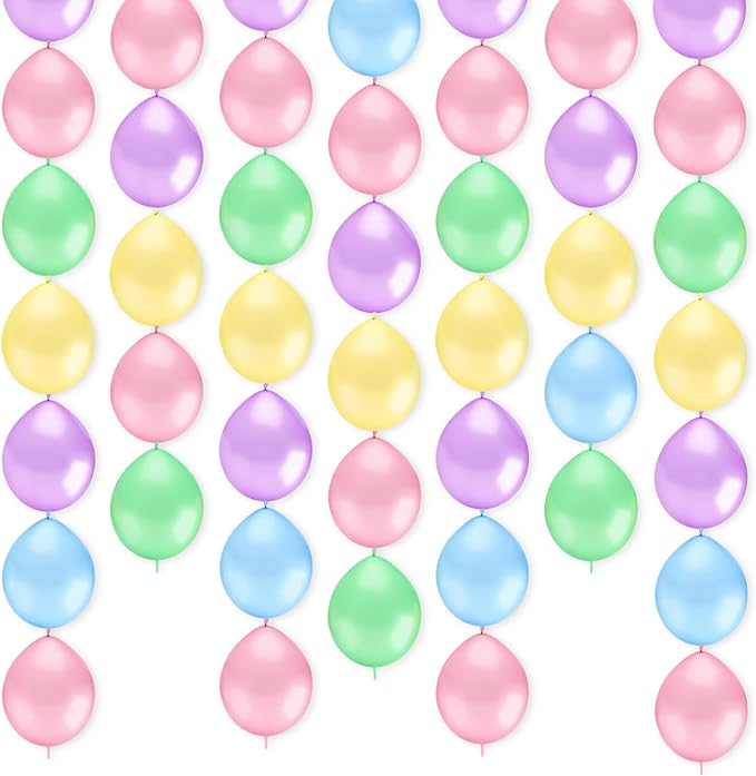 Link Balloons 12 Inch - 100 Pcs Quick Link Balloon Latex Linking Balloons Connected Linkable Balloon Birthday Wedding Party Decorations(Macaron Color)