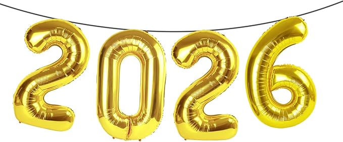 Gold 2026 Balloons, Foil 40 Inch 22 Number Balloons, 60 Balloon Number for 2 20 22 26 2026 Graduation Decorations, New Years Eve Party Supplies, Birthday, Wedding, Anniversary