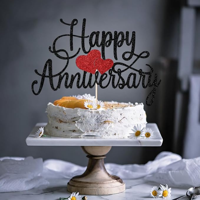 Kaoenla Happy Anniversary Cake Topper - Company Anniversary,Wedding Wedding Anniversary,Birthday Party Selected Decoration Supplies