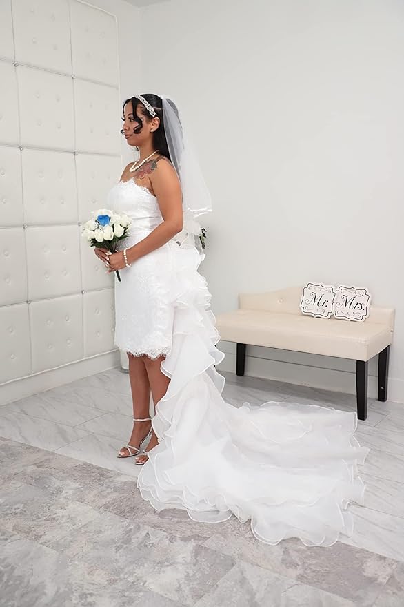 White Short Wedding Veil Pearl Rhinestone Bride Veils Bridal Veils Bachelorette Party Veil for Brides and Women