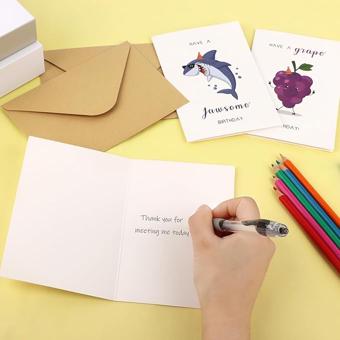 Hooqict 20 Funny Birthday Cards (4"x6") with 20 Envelopes & Stickers Happy Birthday Cards Assorted in Bulk Blank Greeting Card for Kids Boys Girls, Men, Women
