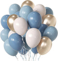 Dusty Blue and Gold Party Balloons, 50pcs 12 Inch Dusty Blue Balloons Sand White Champagne Gold Latex Balloon for Adult Party Anniversary Wedding Bridel Party Decorations