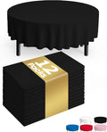 Pureegg Plastic Table Cloth Disposable 12 Pack, 84'' Round Table Cloths, Graduation Decorations Class of 2026, Graduation Party Tablecloths, Round, Plastic Cover, Leakproof & Sturdy, Black