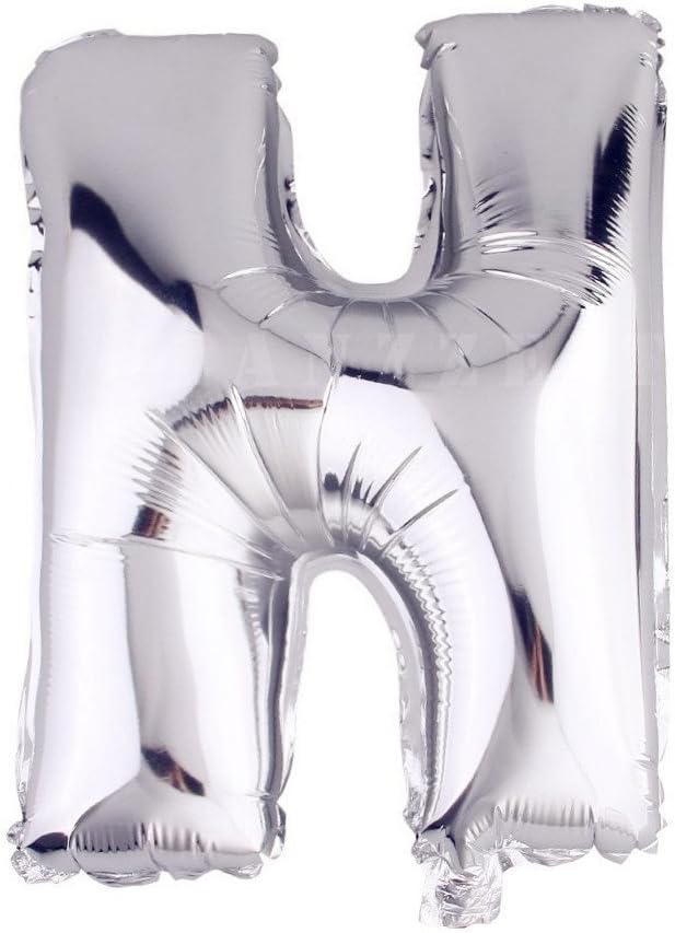 Glanzzeit 16 Inch Silver Foil Balloons Letters A to Z Numbers 0 to 9 for Prom Wedding Birthday Party Decor (Letter N)
