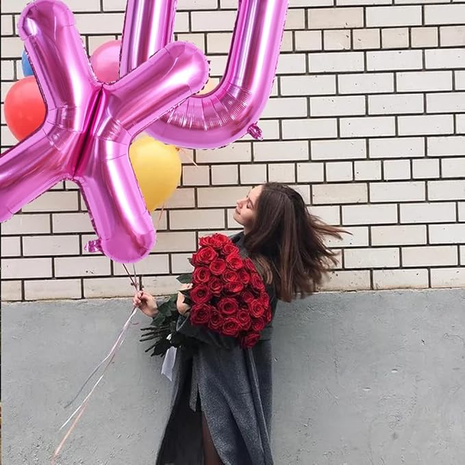 TONIFUL 40 Inch Large Rose Red Letter U Balloons - Giant Hot Pink Alphabet Letter Balloons for Birthday Party Anniversary Supplies Decorations