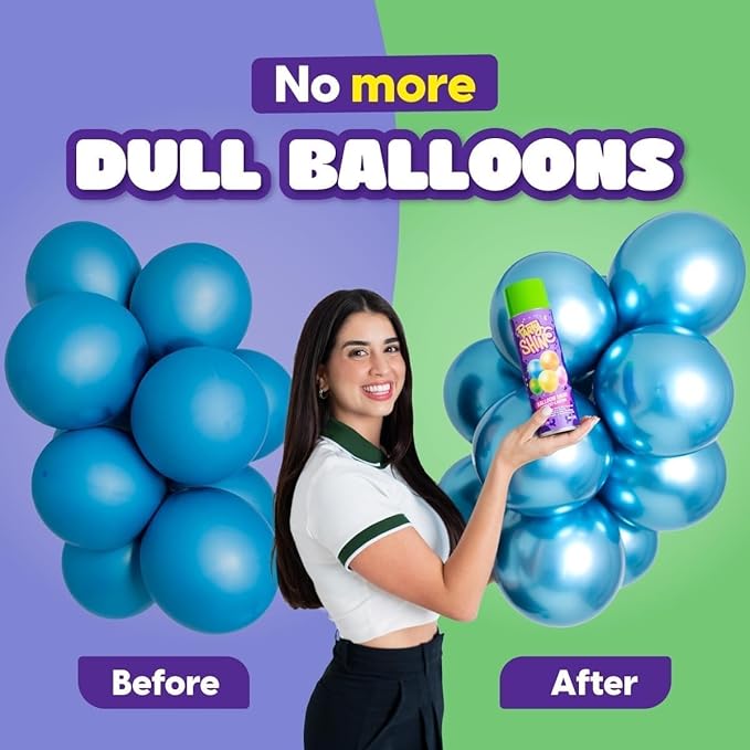 Party Shine Balloon Shine Spray, Silicone Spray for Latex Balloons, Balloon Spray Shine, Waterproof, Fragrance-free and Less Slippery Formula, Perfect for Balloon Décor, Parties, Events, 8oz (1 Pack)