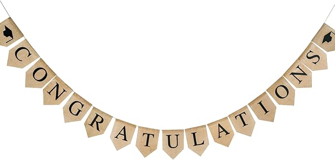 Graduation Burlap Banner 2026 Graduation Decorations Congrats Grad Banner Garland for College High School Grad Party Supplies