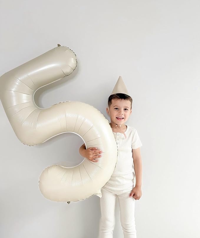 Cream Number 5 Balloon 40 Inch, 5 Balloon Number, 5th Birthday Decorations, Cream Party Supplies for Boys Girls
