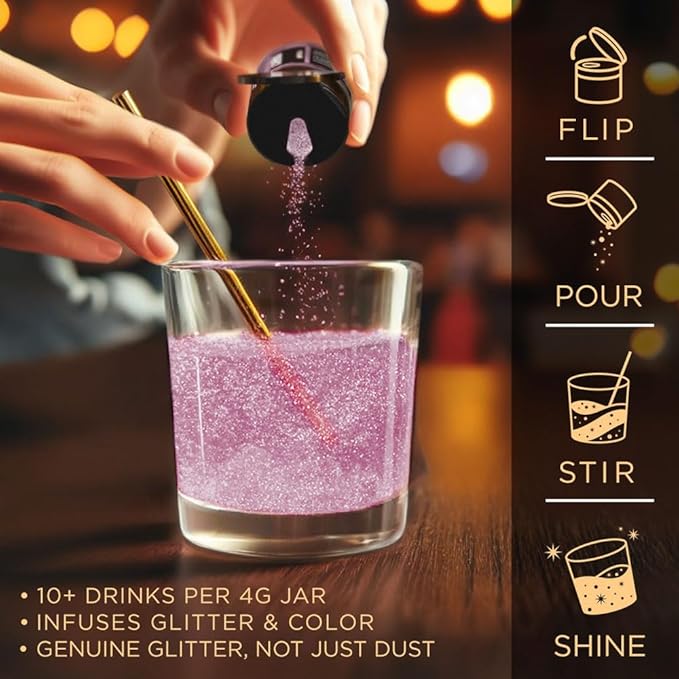 Brew Glitter Edible Glitter for Drinks, Cocktails, Beer, Garnish & Beverages (Light Pink, 4 Grams)