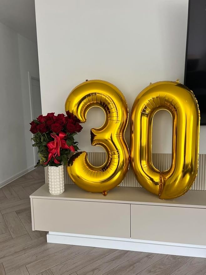 23 Balloon Number 40 Inch, Big Foil 23th Birthday Balloons Decorations for Women, Gold Number Balloon for 2 3 23 32 Wedding Memorial Day's Graduation Supplies