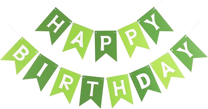 Green Happy Birthday Banner Sign Green Bunting Banner Garland for Kids Girls Baby 1st Tea Party Decorations Bunting Flag Party Supplies