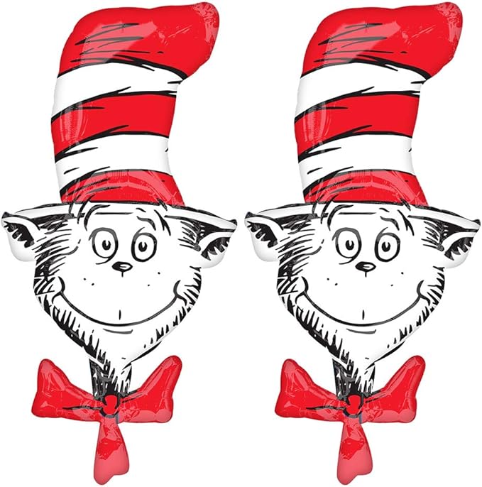Set of 2 Dr Seuss Cat in the Hat Jumbo 42" Foil Baby Shower Birthday Book Balloons by Anagram