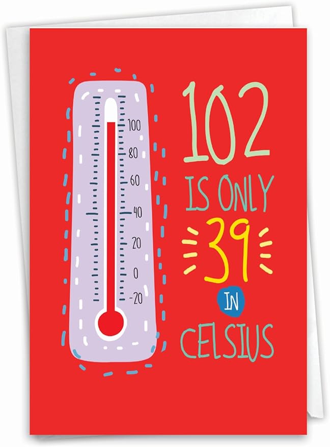 NobleWorks - Milestone Birthday Greeting Card with Envelope (4.63 x 6.75 Inch) - 102 In Celsius C2760MBG