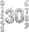 40 Inch Large Number Celebration and Decoration Balloon for Birthday Parties, Graduations, Anniversaries, Weddings, Photo Shoots, Special Events - Helium Foil Mylar (Silver Number 30)