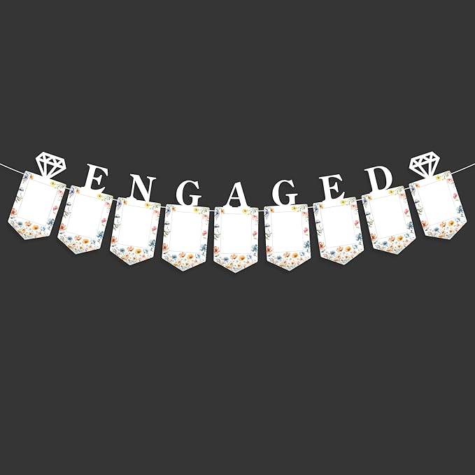 KatchOn, Large Engaged Banner for Pictures - 10 Feet, No DIY | Engagement Photo Banner for Engagement Party Decorations | Just Engaged Decorations, Picture Frames for Anniversary Decor, Wedding Decor