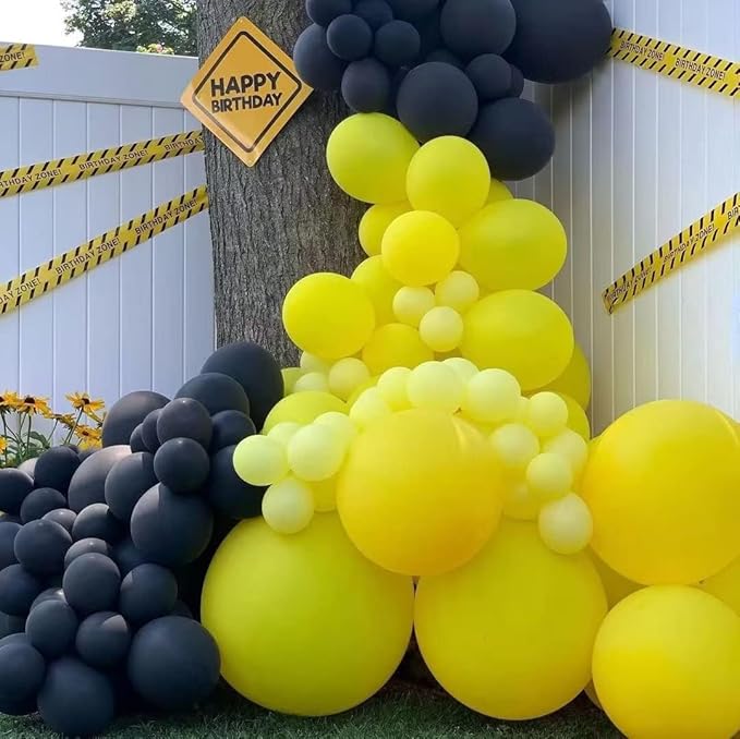 Black and Yellow Balloon Arch Kit - 100pcs Balloon Garland Kit with Black and Yellow Balloons in 18/12/10/5 inch Sizes for Baby Shower or Birthday Parties - Bee and Bumblebee Themed Decoration