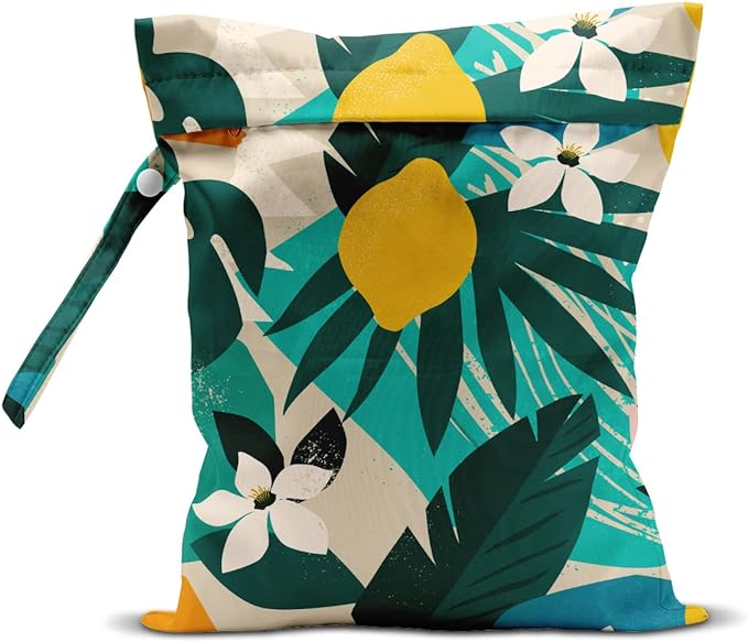 Wet Dry Bag Wet Bag for Swimsuit Travel Beach Pool Stroller Diapers Dirty Yoga Gym Clothes Makeup Bag Waterproof Tropical Palm Leaves Decor Jungle Palm Leaf Favors